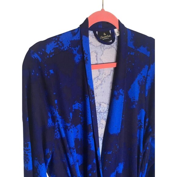 BumbleBella by Jill Martin Robe Womens 1X Blue Black Tie Waist Lounge Pockets - Picture 14 of 16
